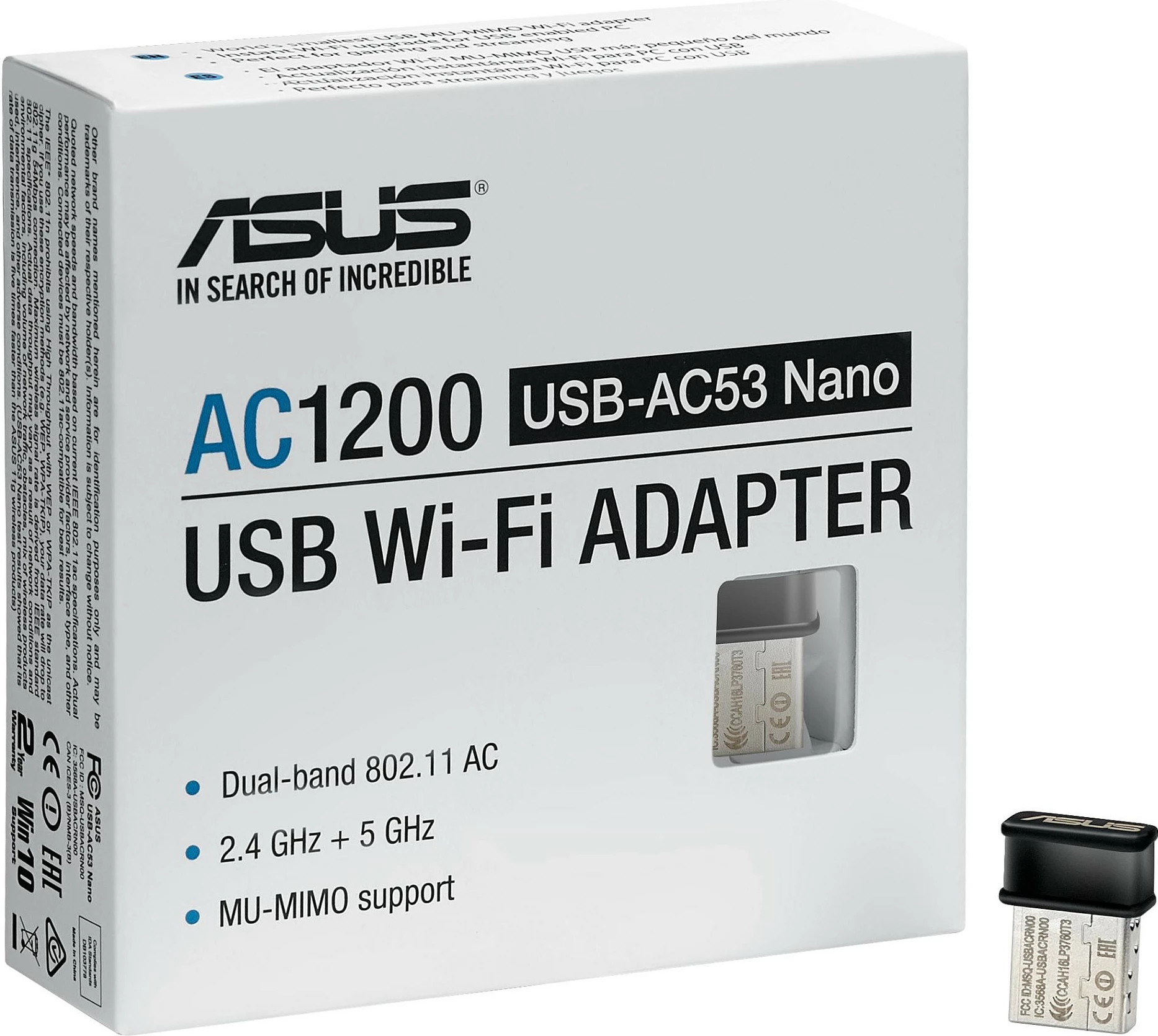Adapter Wi-Fi ASUS USB-AC53 Nano, USB, Wi-Fi 5, 867 Mbps, i zi