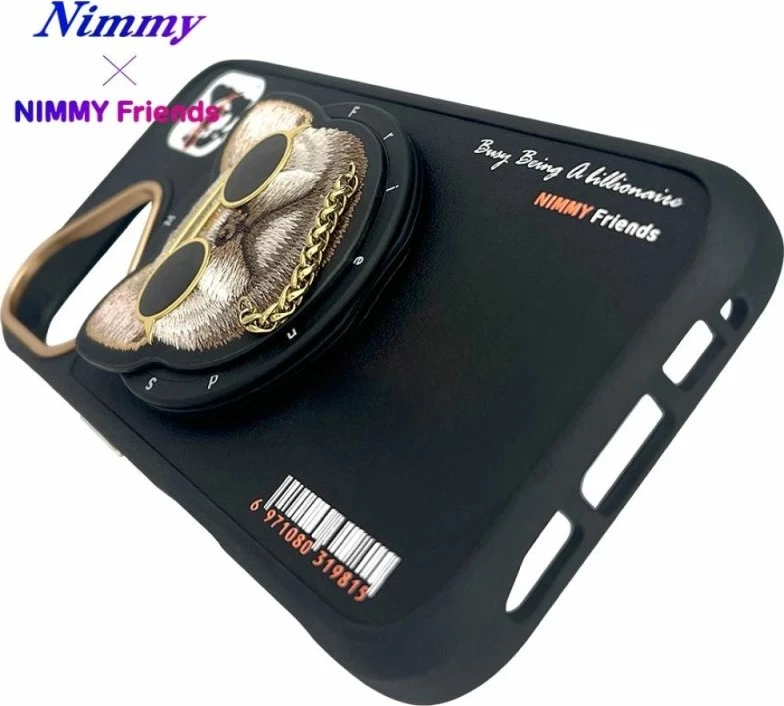 Kapak telefoni Nimmy Glasses Cool Dog MagSafe për iPhone 16, i zi