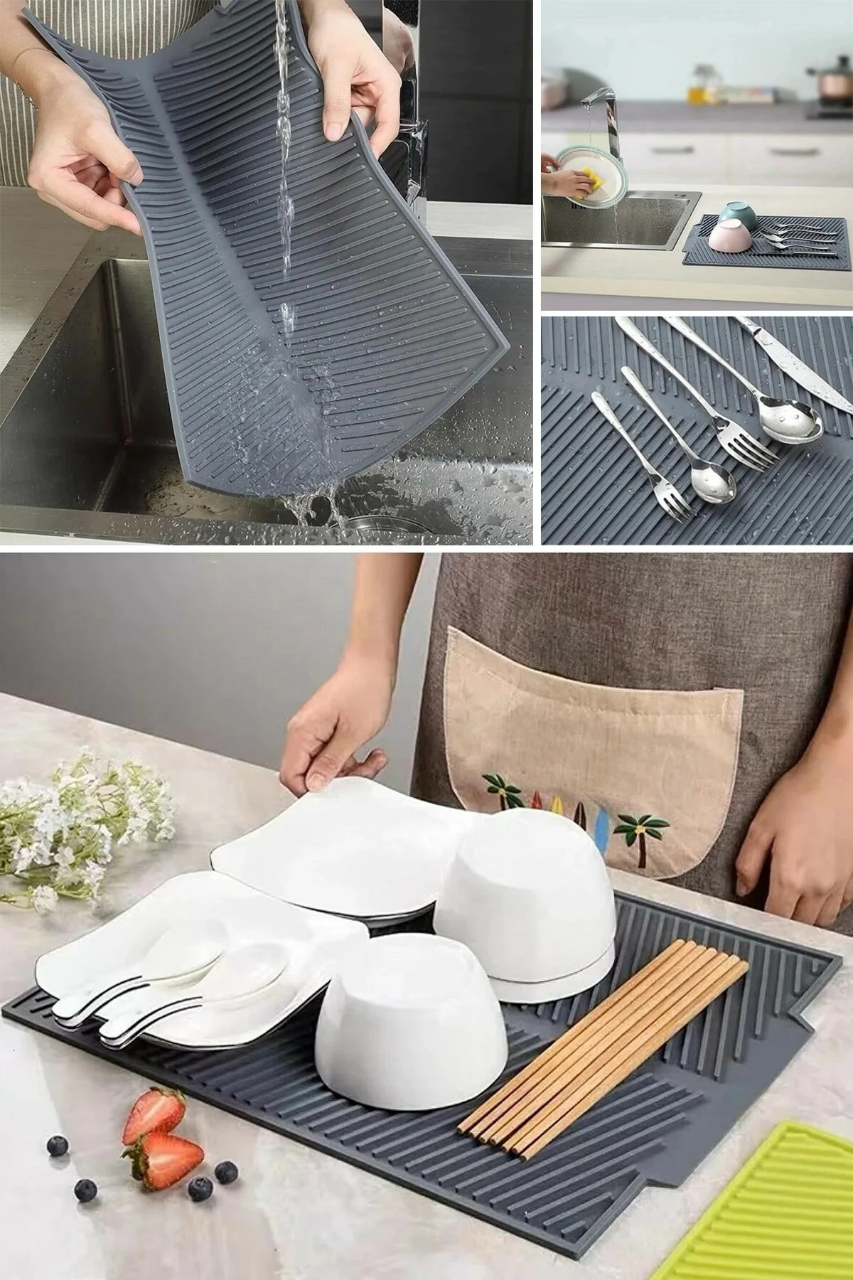 Rrak për enë, silikon 100%, ngjyrë gri, Hermia MRT-Dore-EM-2259, 33x43x0.5cm