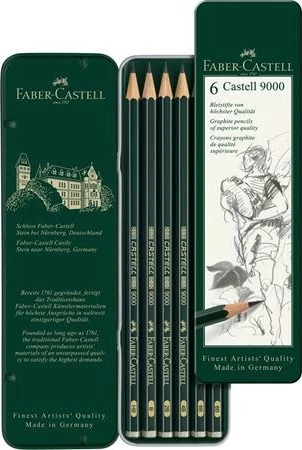 Set lapsa Faber-Castell 9000, 6 copë, ngjyrë e gjelbër, druri, ngjyrë shkrimi e zezë