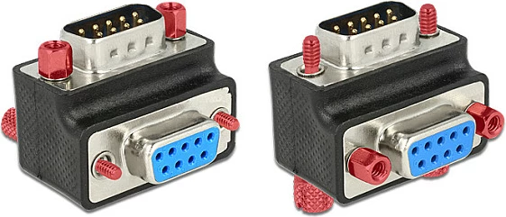 Adapter D-Sub 9-pin DeLOCK, mashkull-në-femër, 90°, zi/argjendtë