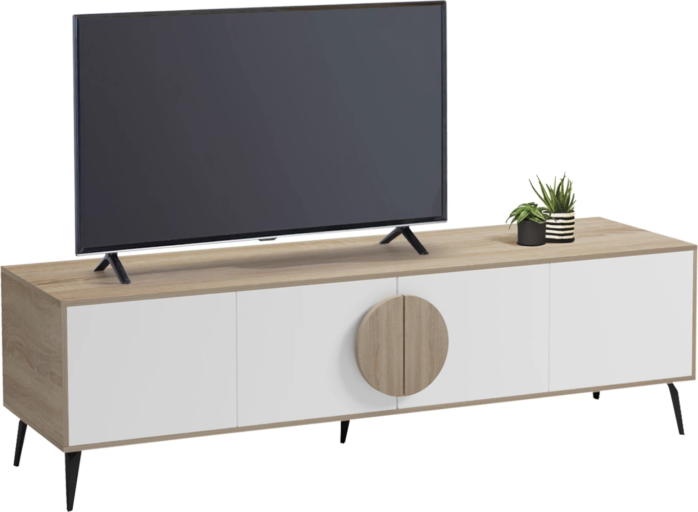 Komodë TV SAVORE, melaminë sonama-e bardhë, 180x35.5x51cm
