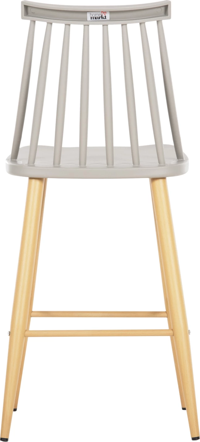 Karrige për bar mesatare VANESSA FH9300.10, polipropilen gri dhe metal, dru natyral, 45x48x96H cm., set prej 2 copë