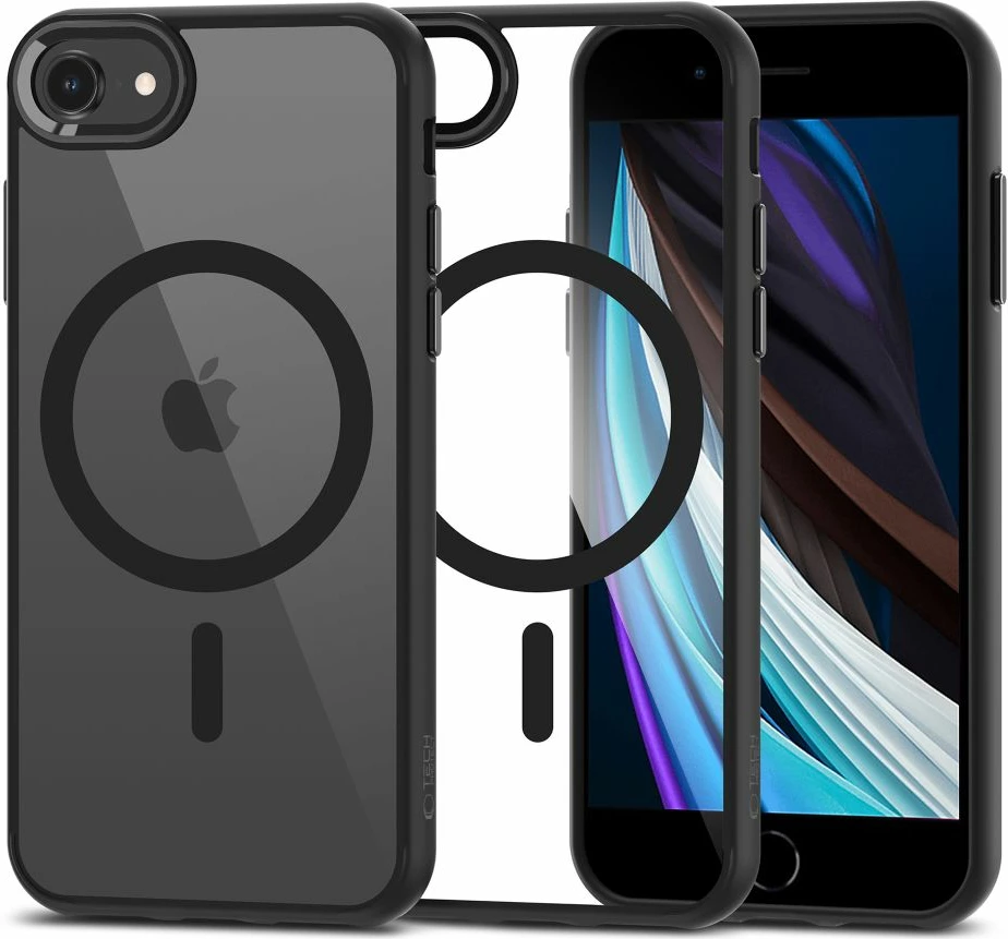 Mbështjellës Tech-Protect MagMat për iPhone 7/8/SE 2020/SE 2022, MagSafe, Transparent Zi