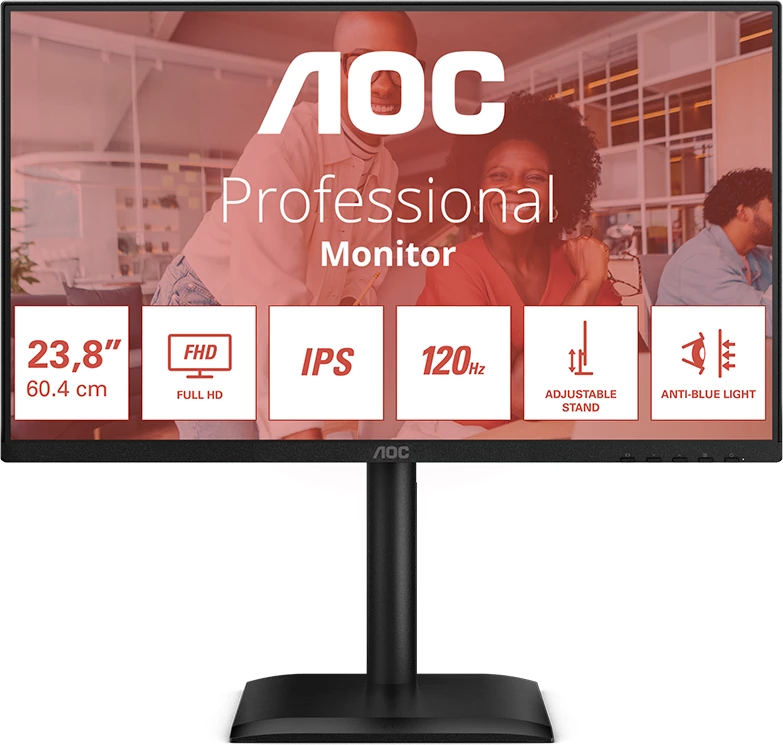 Monitor AOC 24E4U 24\" FHD IPS 120Hz HDR me USB hub, altoparlantë, ergonomik, i zi