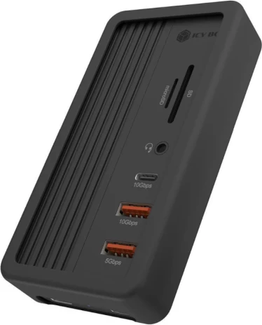 Docking station ICYBOX IB-DK4072M-CU31 10-në-1 me slot NVMe M.2, PD 100W, 4K HDMI, e zezë