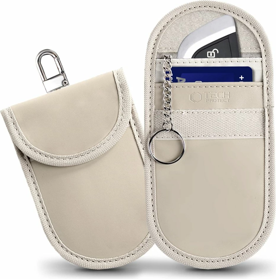 Mbështjellës çelësi makine Tech-Protect KLR100, bllokim RFID, Bezhë