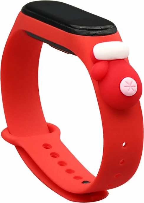 Rrip silikon Xiaomi Mi Band 3/4 Hurtel, dizajn Krishtlindjesh, i kuq