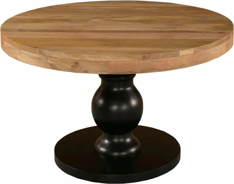 Tavolinë rrumbullake, dru mango, ngjyrë natyrale e zezë, 140x140x75cm