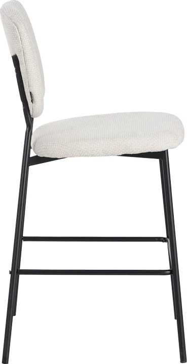 Karrige për bar Cathair, pëlhurë bouclé, ngjyrë bezhë, këmbë metalike të zeza, 48x54x100cm