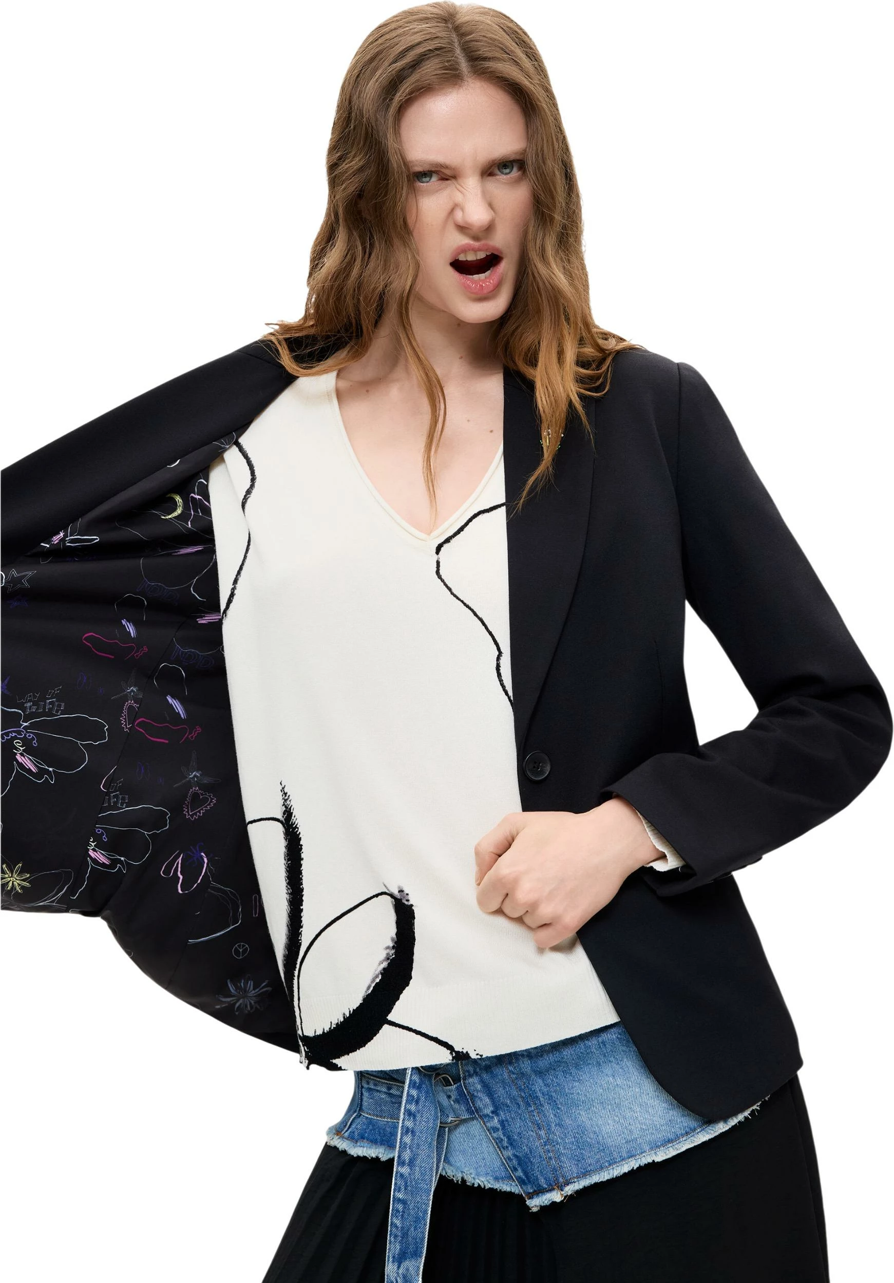 Blazer për femra Desigual AME_NINO 26WWEW46, i zi [Madhësia: S]