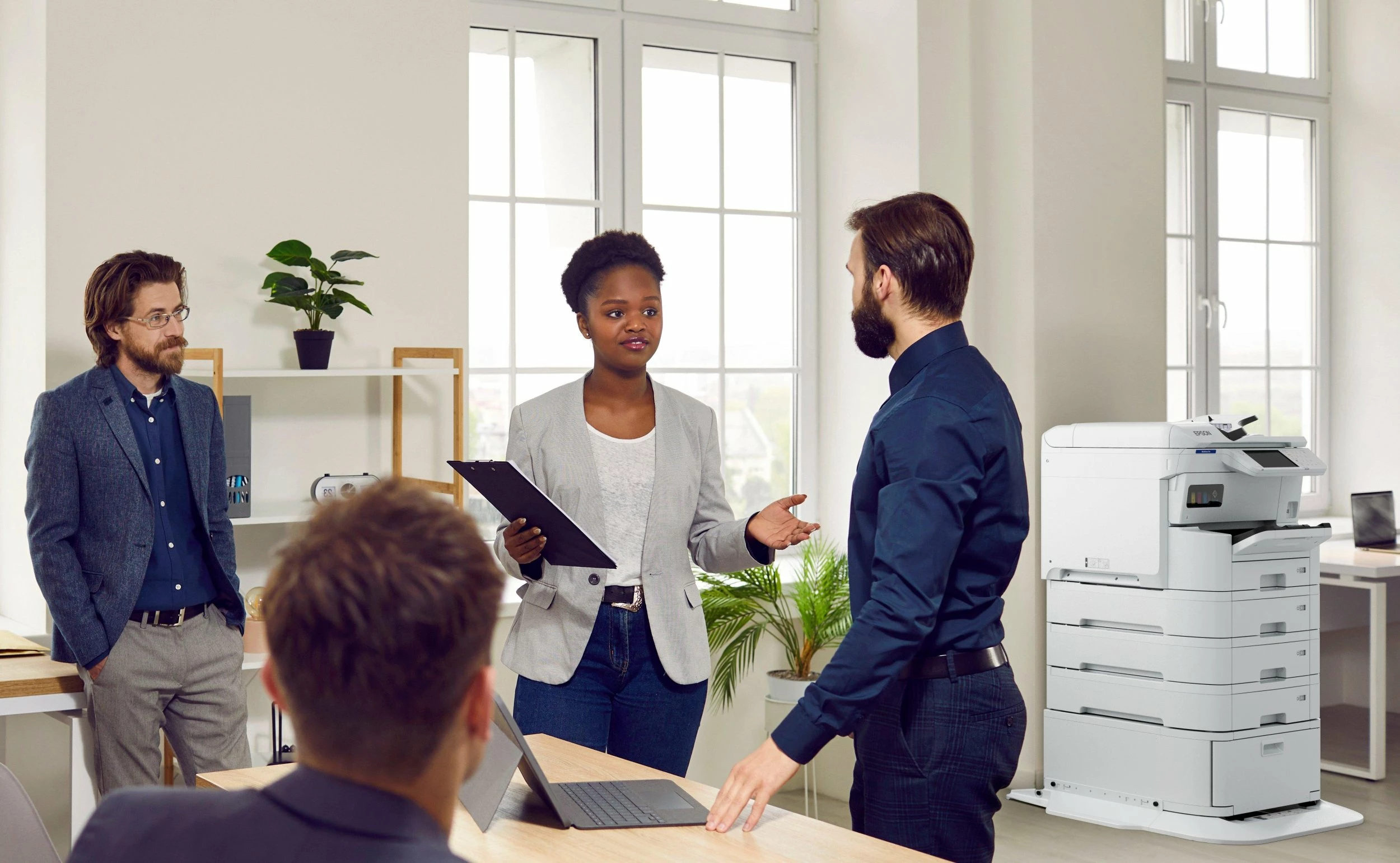 Printer multifunksional Epson WorkForce Pro EM-C7100DWF C11CL35401, inkjet A3+, CISS, Wi‑Fi, Duplex, Fax, i bardhë