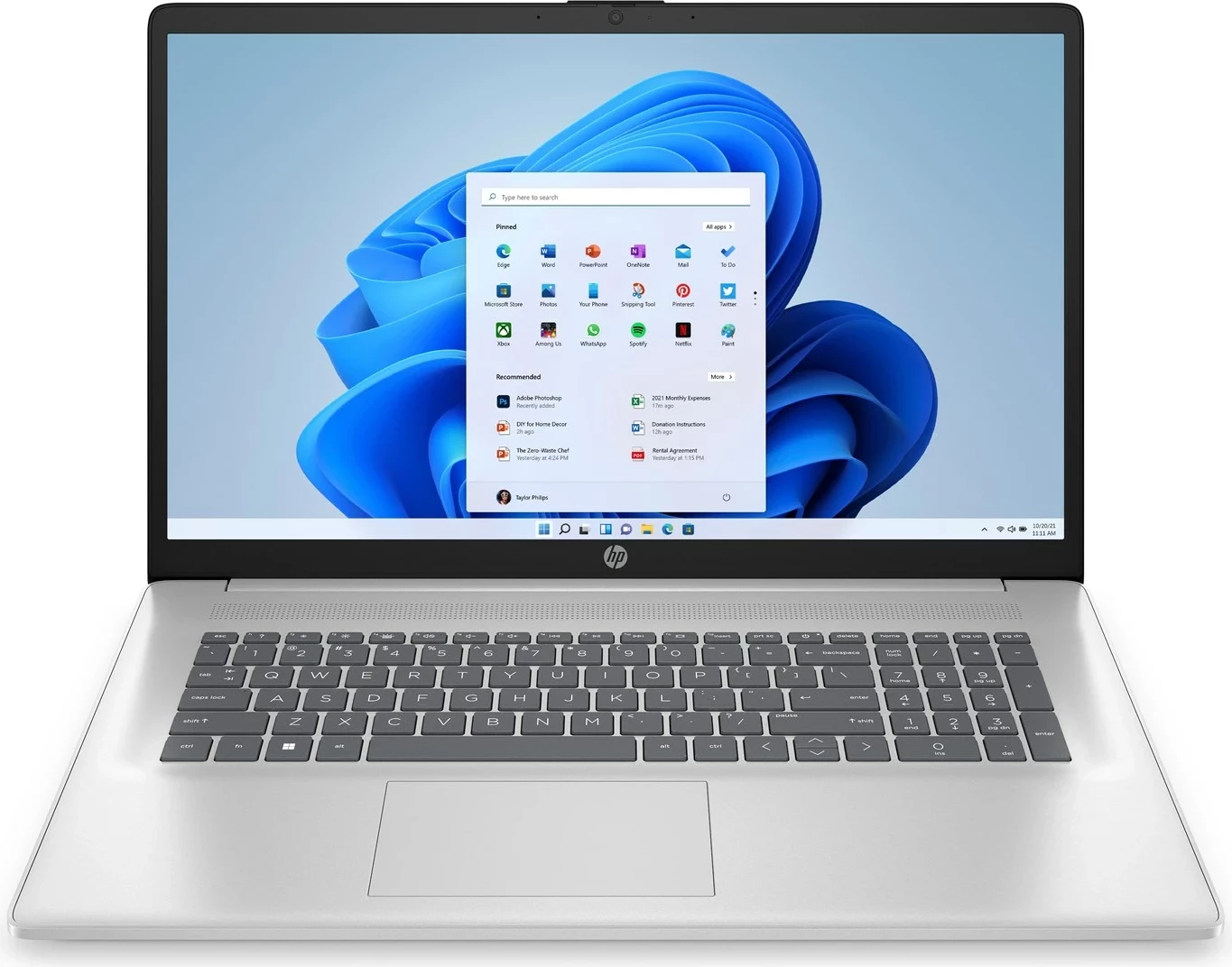 Laptop HP 17-cp2075nw, Ryzen 5 7520U, 17.3" FHD, 16GB RAM, 512GB SSD, Natyral Silver