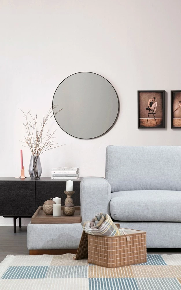 Këndare Atelier del Sofa, Loop 4, ngjyrë gri e çelët, me pouf dhe tavolinë anësore