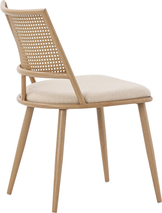 Karrige Giulia pe rattan, pëlhurë bezhë-metal natyral 49x52x80cm