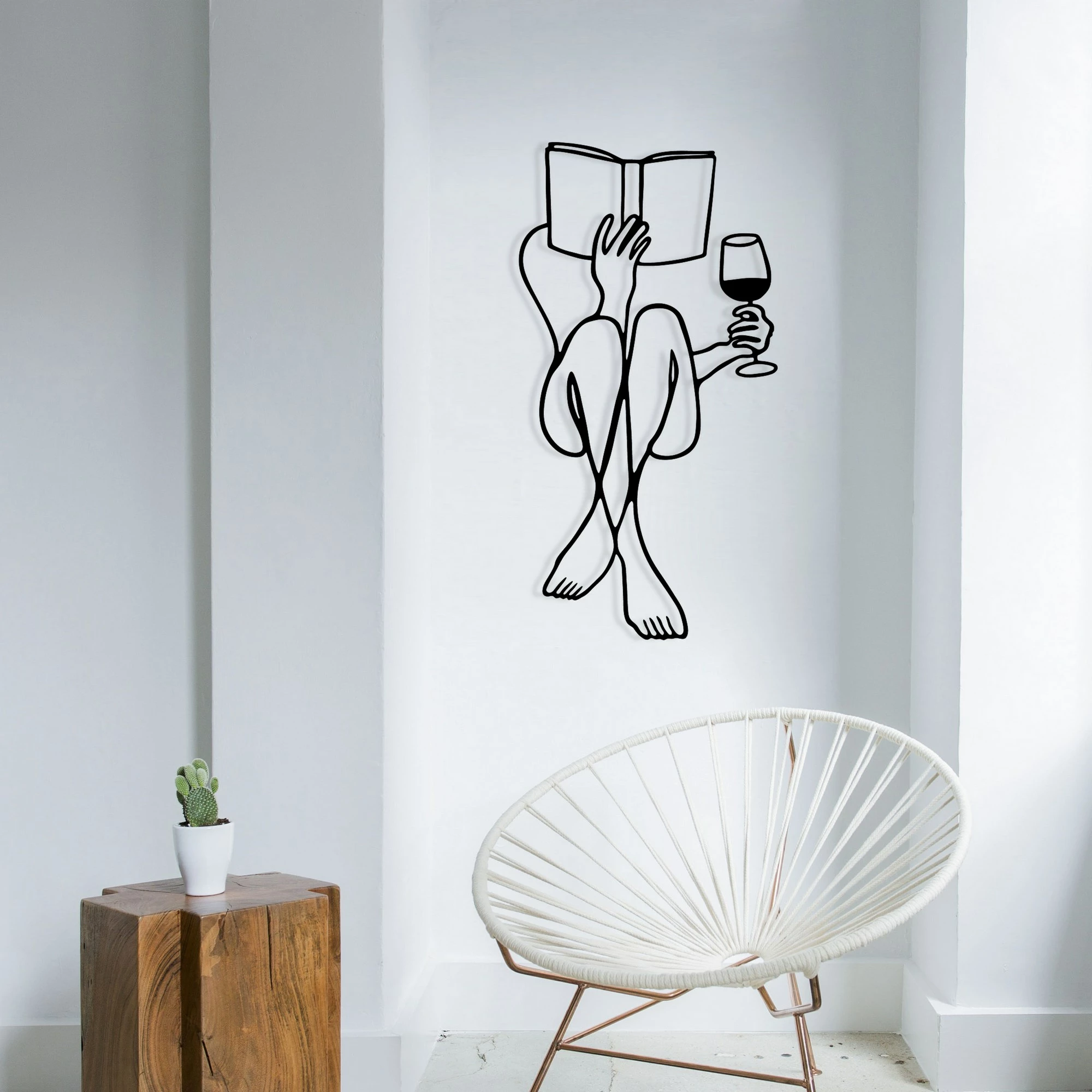 Aksesor dekorativ metalik për mur Wallity, Bien, ngjyrë e zezë, 38x73cm