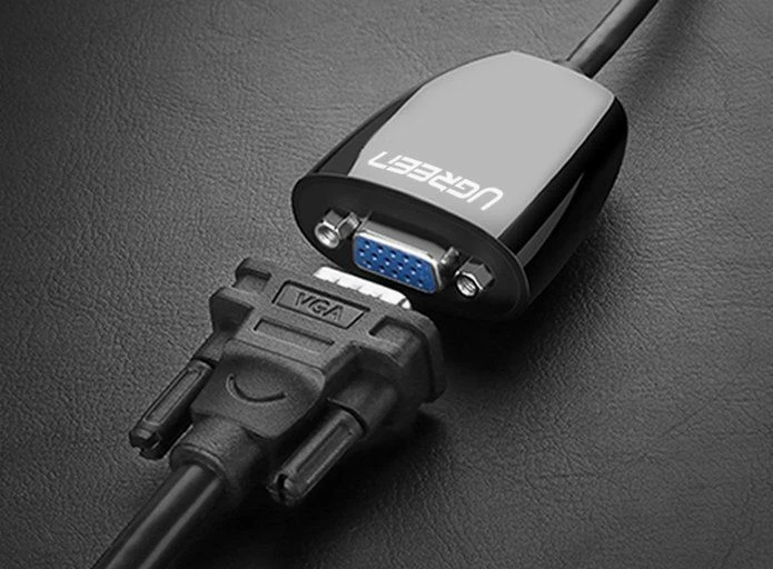 Adapter HDMI në VGA Ugreen 40253, FHD 1080p, kontakte të arta, i zi