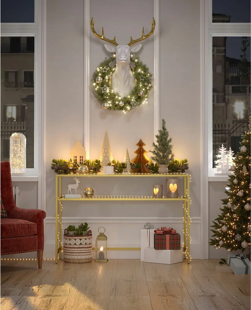 Komodë dekorative Skye, ngjyrë ari, xham i temperuar, By-4