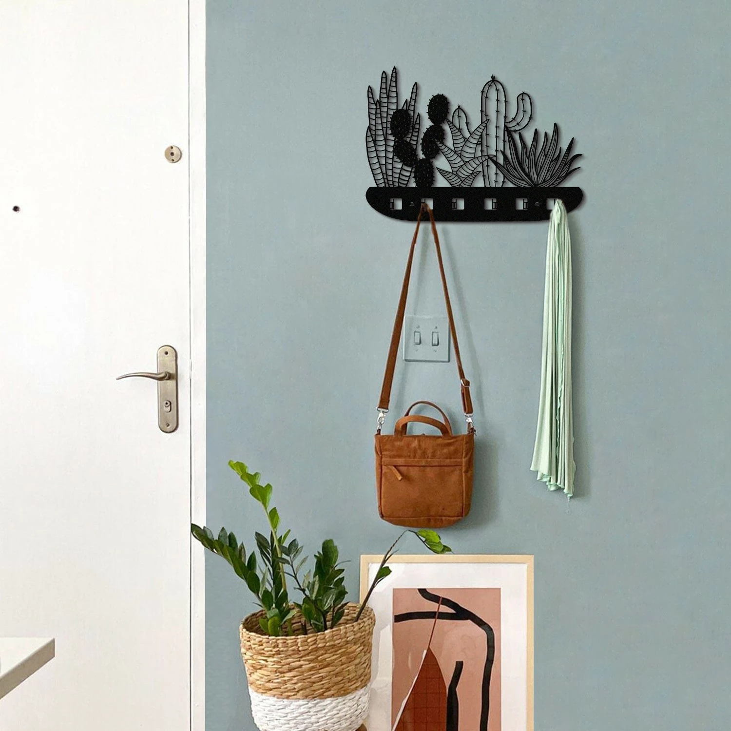 Varëse muri Aberto Design, model kaktusi, metalike, e zezë, APT612