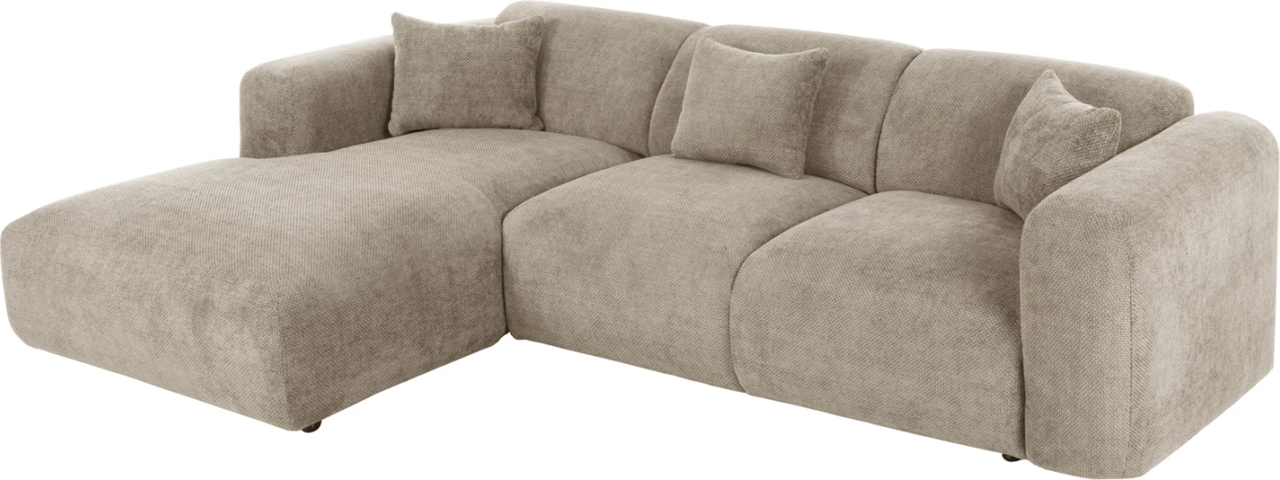Divan qoshe BRICKEN FH3275.01L, pëlhurë bezhë, 110-282x98-160x72H cm