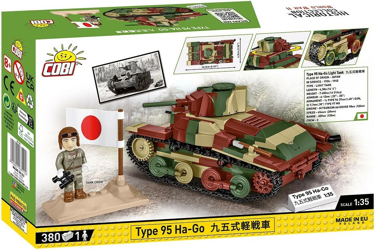Set ndërtimi Cobi Klocki Type 95 Ha-Go, 1:35, 380 pjesë, me figurë ushtari japonez