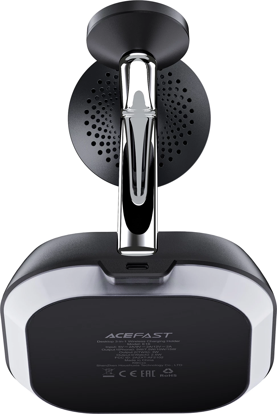 Stacion karikimi 3-në-1 Acefast E16, 15W, për telefon, orë dhe kufje, e zezë