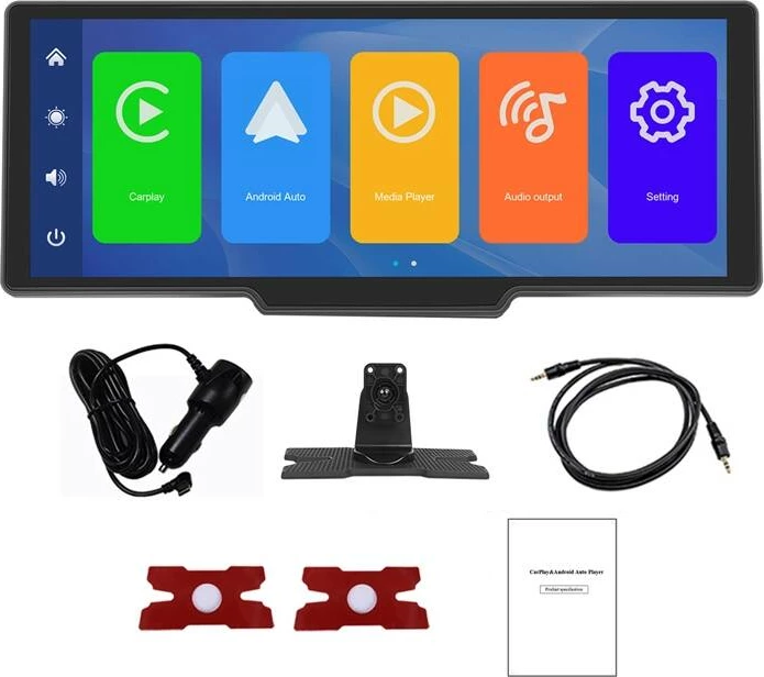 Monitor për makinë Podofo A3247, 10.26 inç, CarPlay & Android Auto, Ekran me prekje, i zi