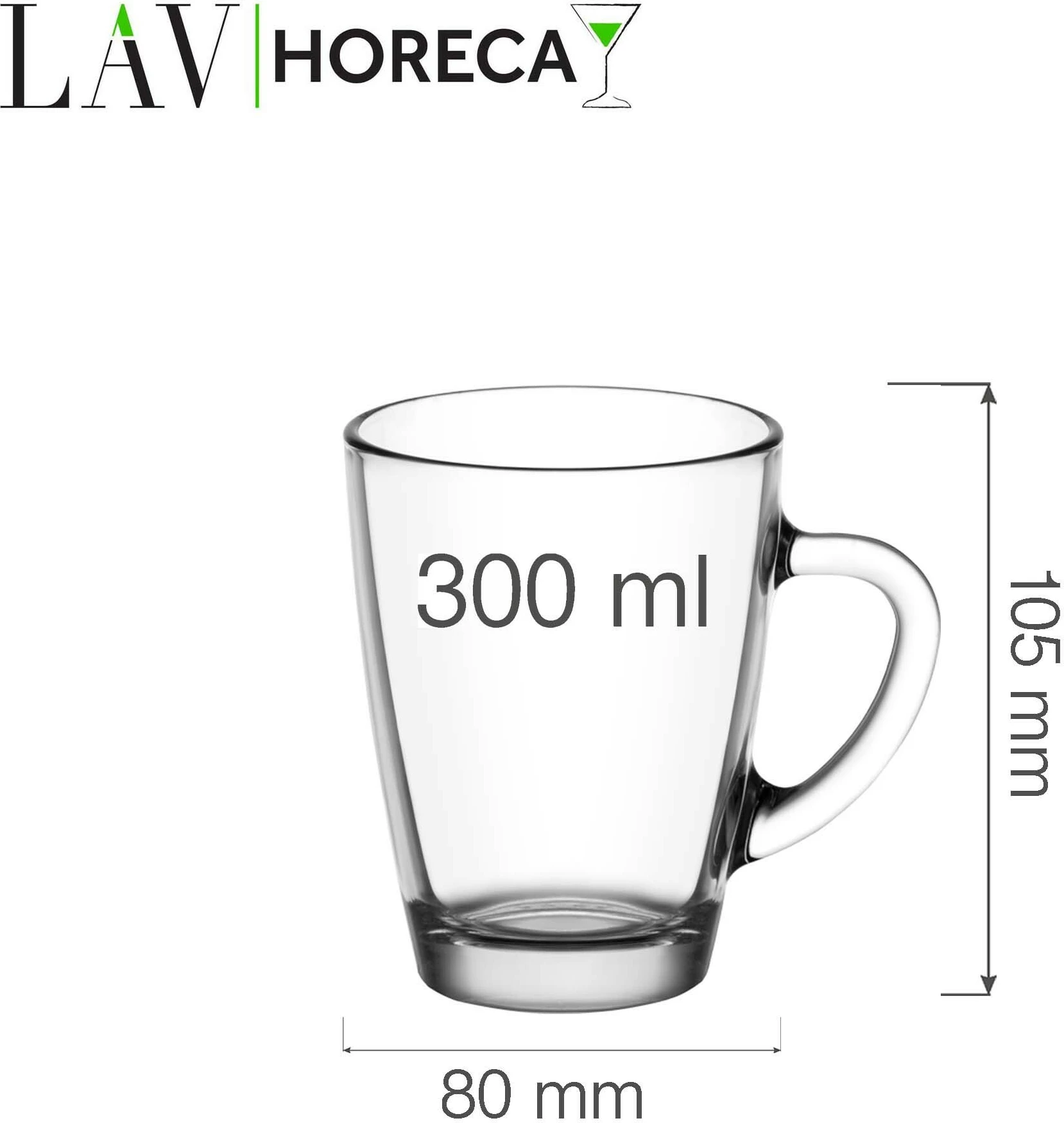 Filxhan qelqi LAV HORECA Warsaw 300 ml Transparent, set 12 copë