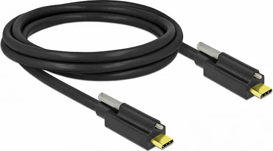 Kabllo USB-C DeLOCK USB 3.2 Gen 2, 10Gbps, 2m, me vidë fiksimi, e zezë