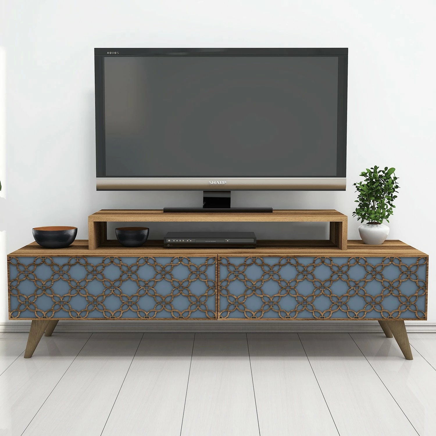 Komodë TV Hanah Home, ngjyrë arre dhe kalcedoni