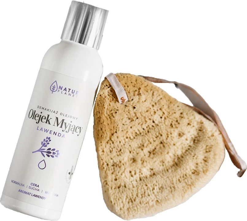 Set pastrimi fytyre për femra Natur Planet Ideal Duet Lavender Cleansing Oil + Face Sponge, 2 copë