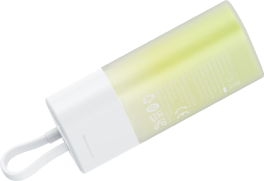 Powerbank Baseus Popsicle 5200mAh, 20W, me kabllo Lightning të integruar + kabllo USB-C në USB-C 60W, Bardhë-Gjelbër