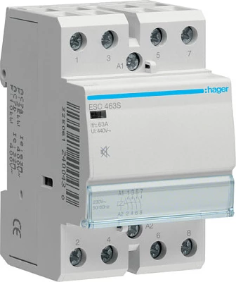 Kontaktor instalimi Hager ESC463S, 63A, 4 kontakte NO, spirale 230V