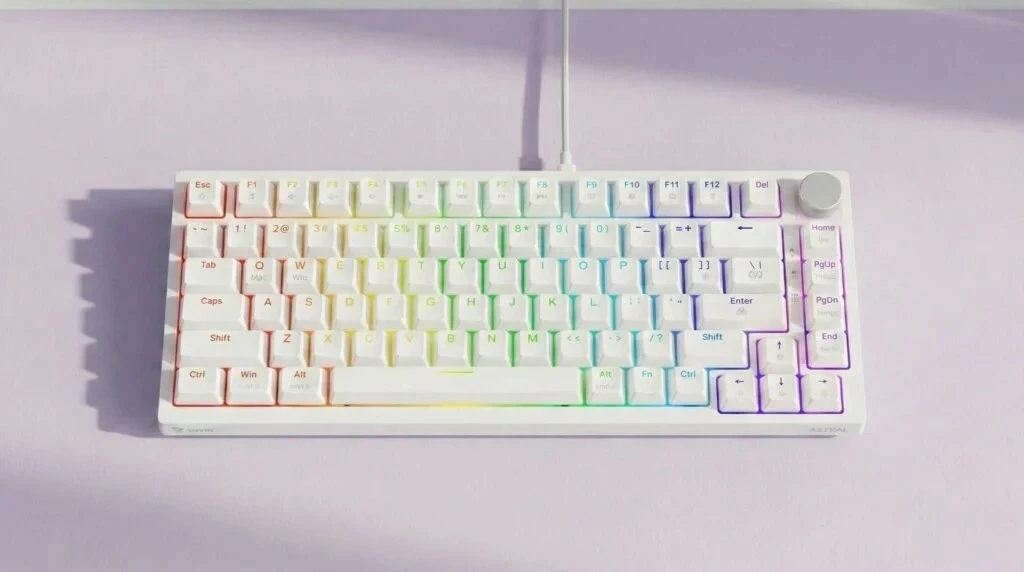 Tastierë mekanike Savio Astral, 75%, Outemu White Jade, RGB, USB-C, e bardhë
