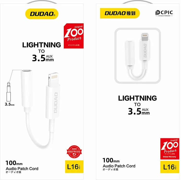 Adapter audio Dudao L16i, Lightning në 3.5 mm, i bardhë