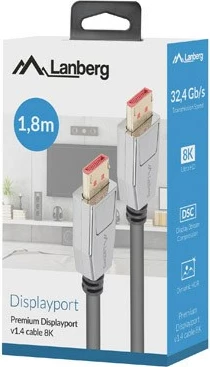 Kabllo DisplayPort Lanberg CA-DPDP-20CU-0018-BK, 1.8m, 8K