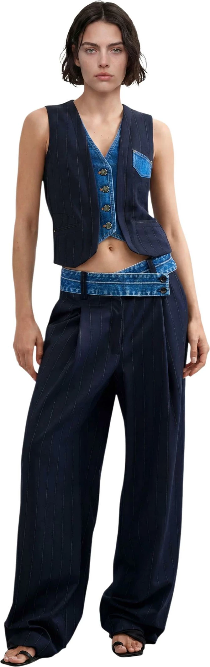 Jelek për femra Desigual CHALECO_DIPLO_DOBLE 26WWEW15, i kaltër [Madhësia: XS]
