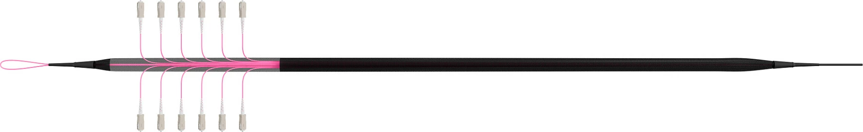 Kabllo fibër optike EFB Elektronik O8341S200OM4, OM4 multimode 50/125, 200 m, 12x SC - 12x SC, LSZH, Beige/Zezë/Magenta