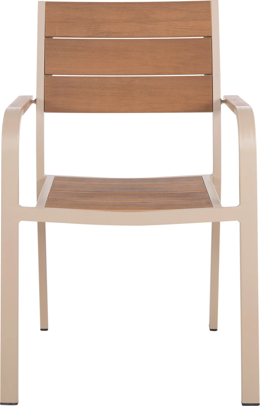 Karrige alumini SAGA FH5127.04, ngjyrë shampanjë, me ulëse dhe mbështetëse polywood, 55x52x86H cm