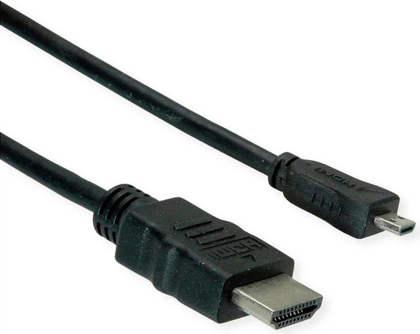 Kabllo HDMI ROLINE 11445581, HDMI A në Micro HDMI D, 2 m, 4K 30Hz, ARC, e zezë
