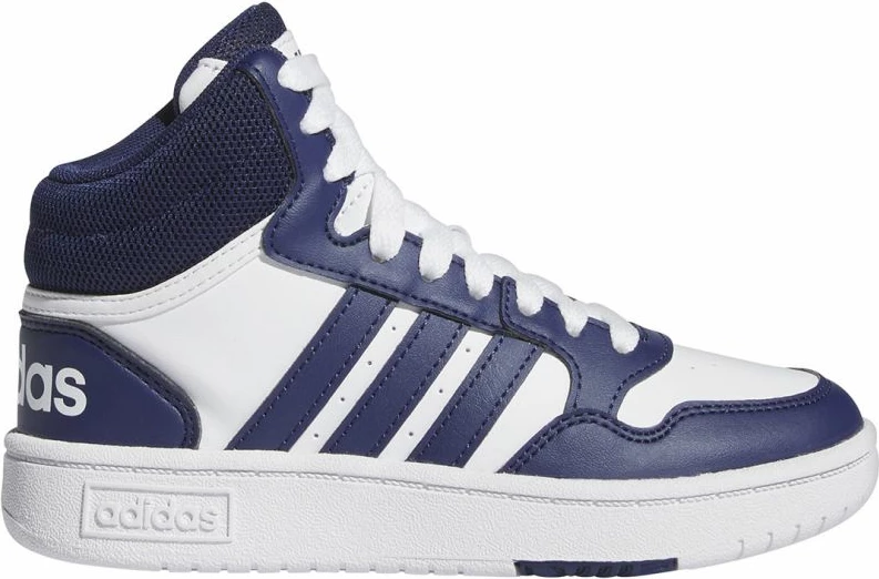 Atlete për fëmijë adidas Hoops 3.0 Mid Jr, të bardha dhe blu marine