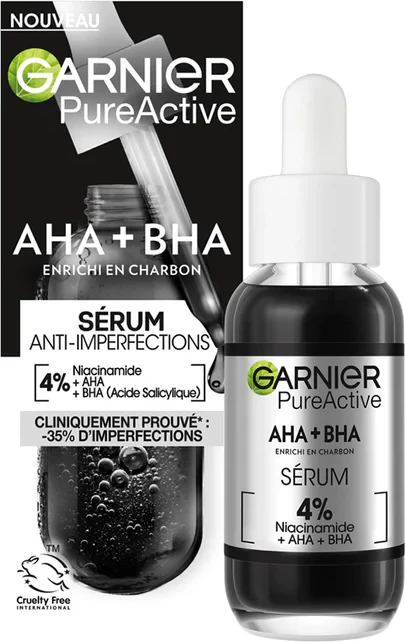 Serum kundër papërsosmërive me Niacinamide, AHA & BHA Garnier Pure Active, 30ml