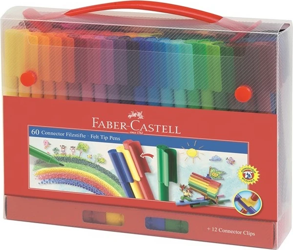 Set markerash Faber-Castell CONNECTOR 60 copë, multikolor