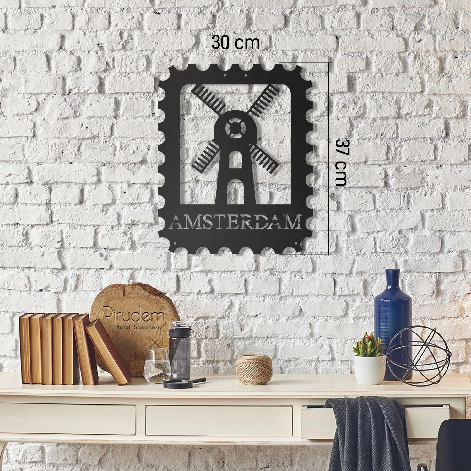 Aksesor dekorativ metalik për mur, Wallity, Amsterdam Stamp