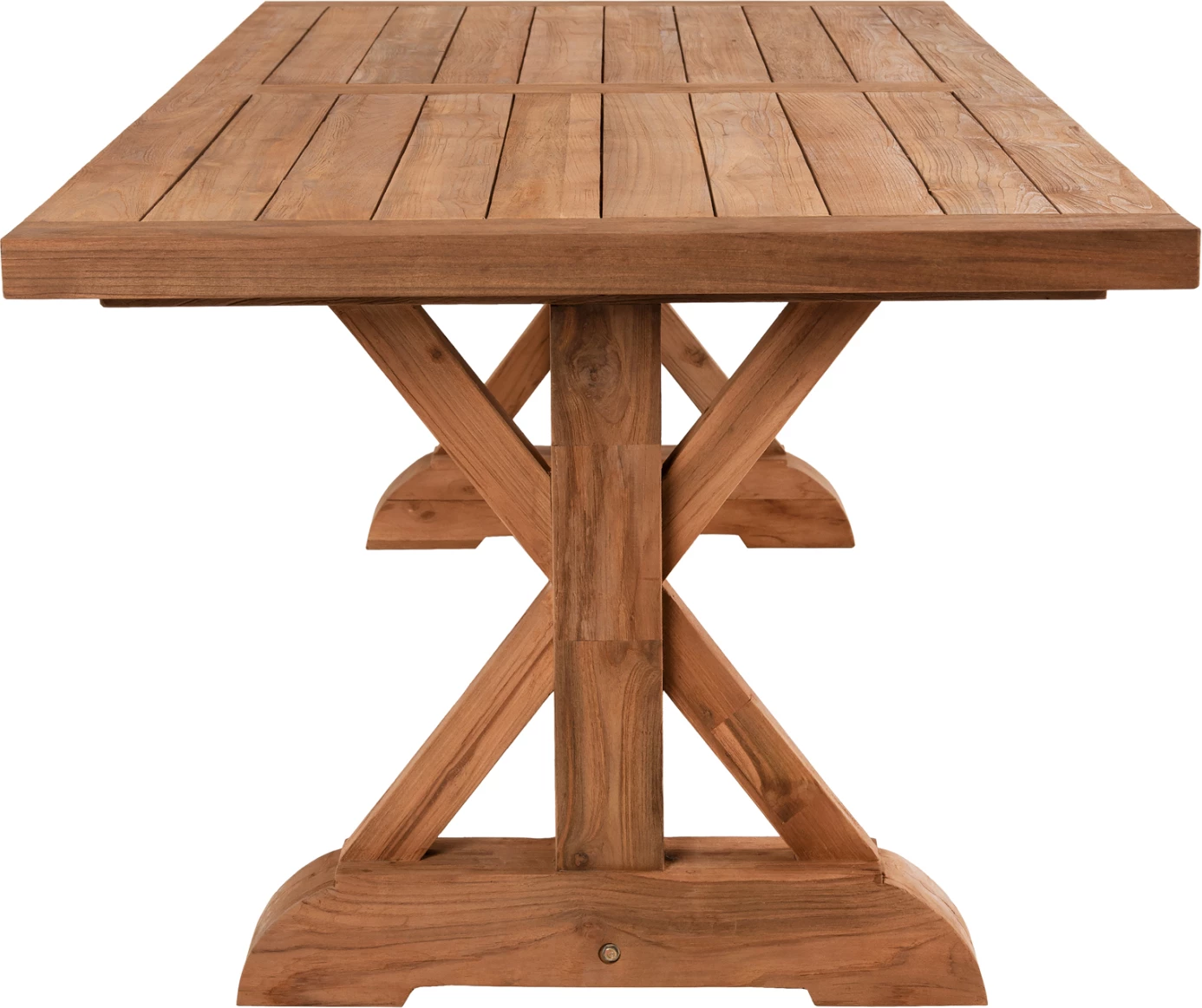 Tavolinë ngrënieje me këmbë kryq, dru TEAK, ngjyrë natyrale, FH9563, 350x120x75H cm