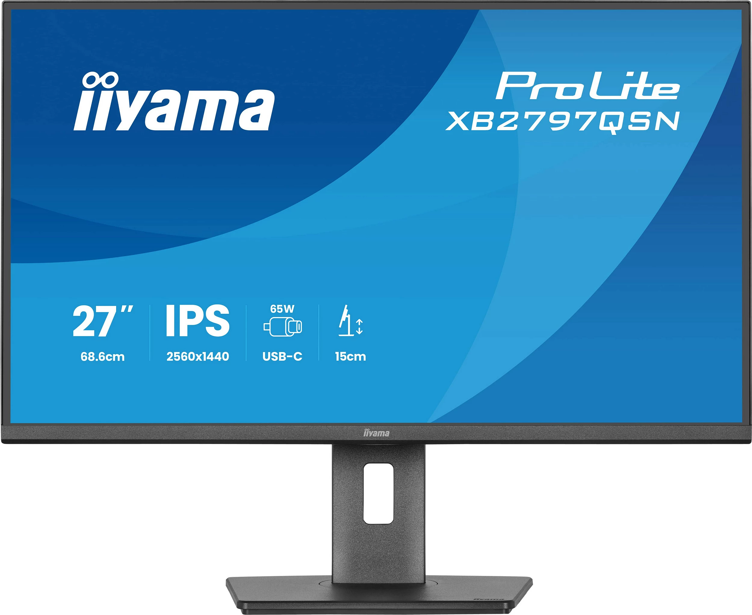 Monitor iiyama ProLite XB2797QSN-B1, 27", IPS, QHD 2560x1440, USB-C 65W, i zi
