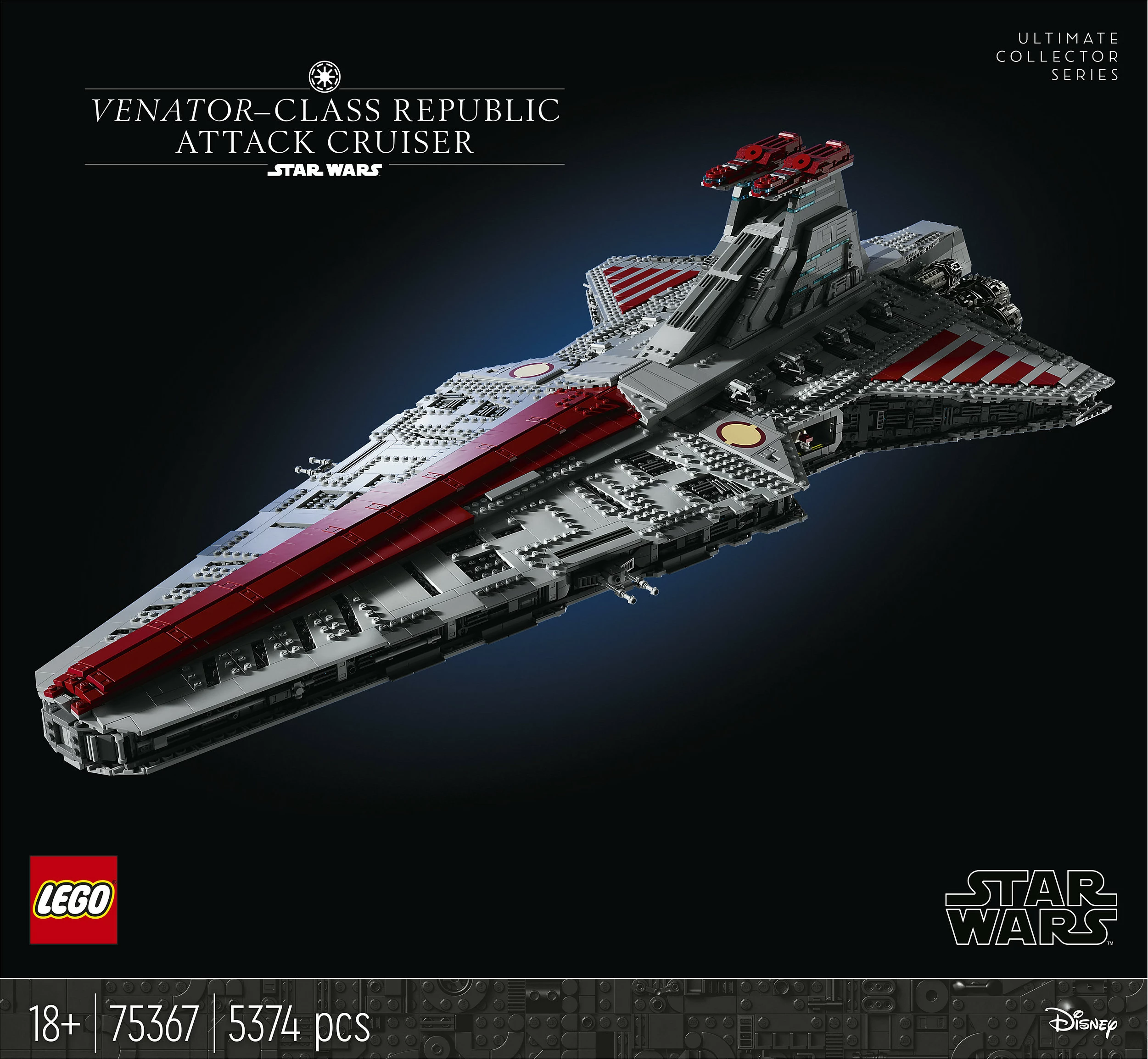 Set ndërtimi LEGO Star Wars Venator-Class Republic Attack Cruiser, 5374 pjesë, plastikë, shumëngjyrësh