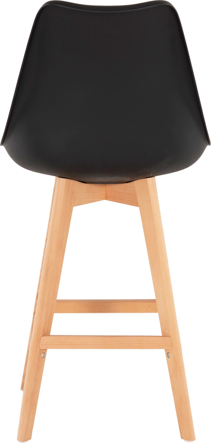 Karrige për bar VEGAS FH8000.22, lartësi mesatare, polipropilenë e zezë, dru ahu natyral, 47x58x103H cm, set prej 4 copash