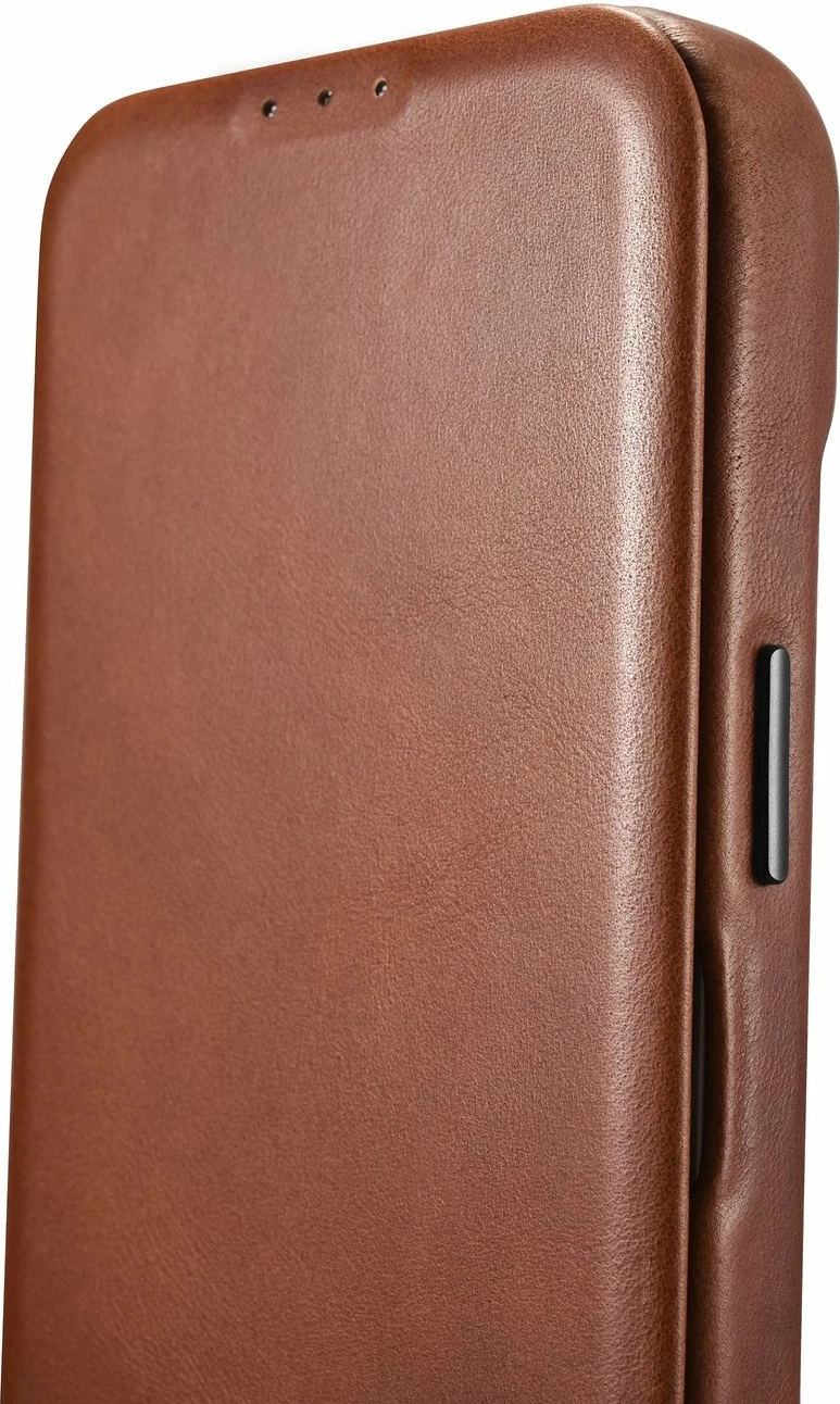 Mbështjellës iCarer Oil Wax Premium Leather Folio për iPhone 14 Plus, MagSafe, kafe