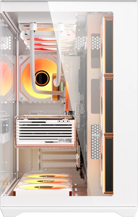 Kasë DarkFlash C280, midi tower, tempered glass, me 7 ventilatorë, e bardhë